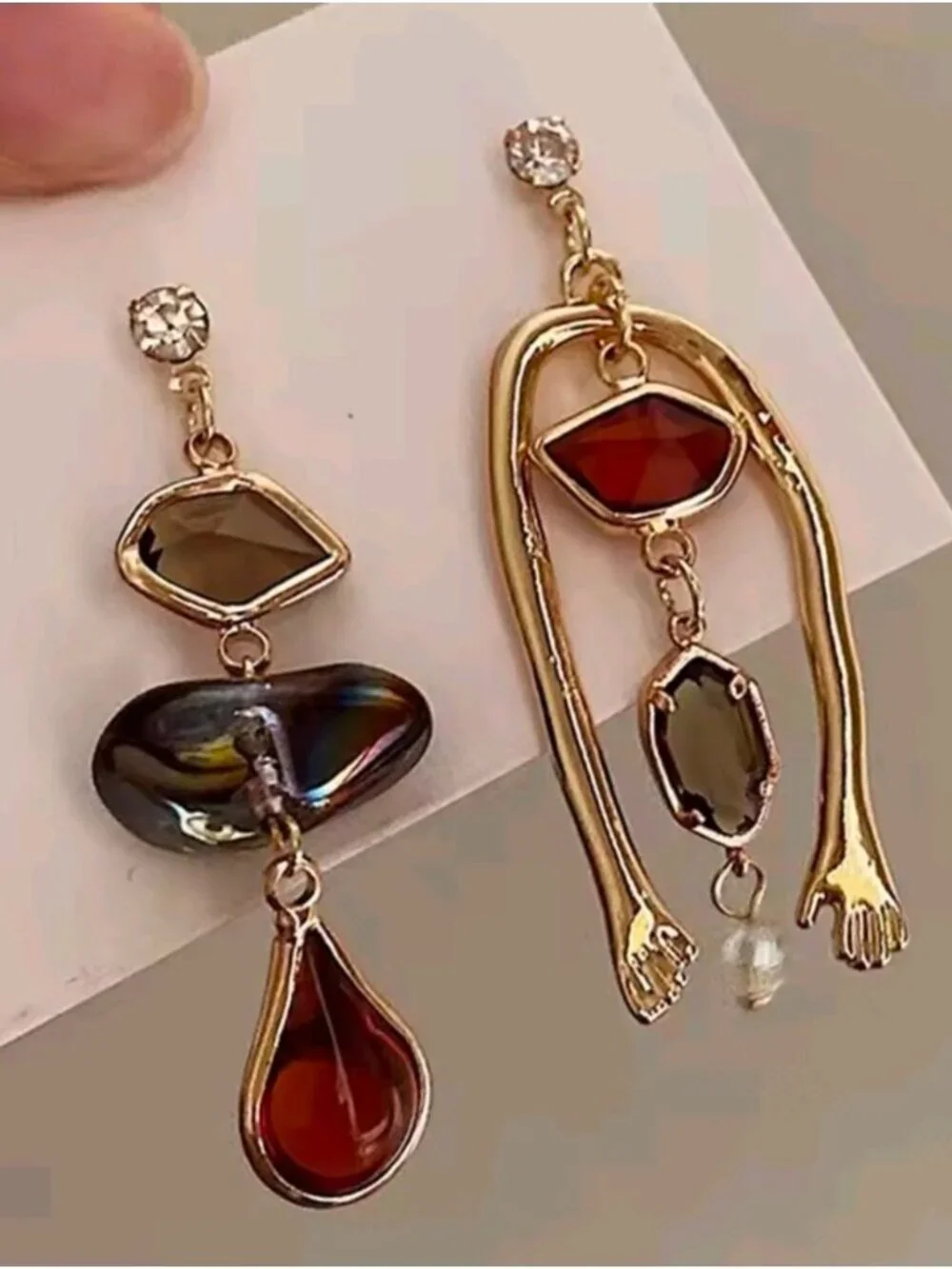 Gold-Tone Amber & Smoky Multi-Stone Drop Earrings - Women Jewelry